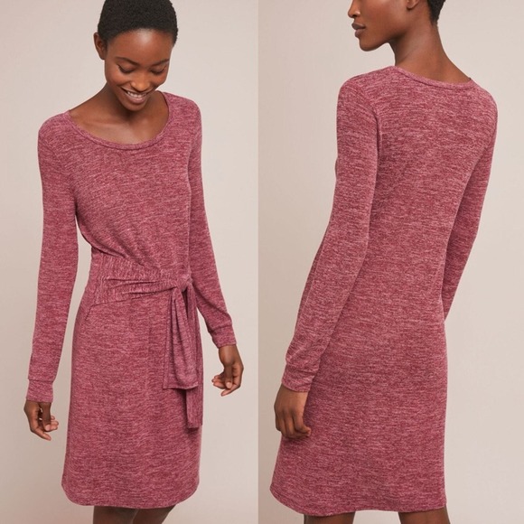 Anthropologie Sunday in Brooklyn NWT Size XS Sitka Tie-Front Shirt Dress Wine - Picture 9 of 9